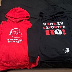 Red and Black Santa Themed Hoodies